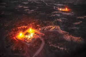 Aerial view of a gas flare
